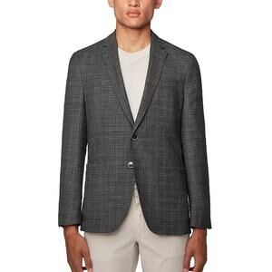 Hugo Boss Men's Hartlay2 Wool Slim Fit Gray Plaid Blazer Jacket, Sz 40R. Classic
